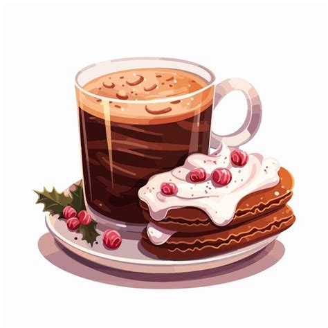 Delicious Christmas Desserts With Hot Cocoa And Marshmallow Cookies Premium AI Generated Vector