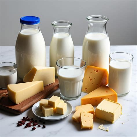 Dairy Delight Assorted Milk Cheese and Butter on a Pristine Background ...