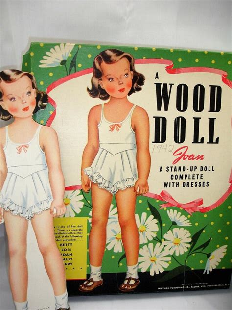 Vintage 1940s Paper Dolls Wood Dolls Whitman Betty And Joan W Boxes