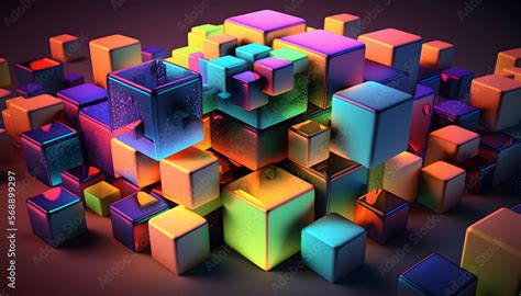 abstract cube background, background of tetris style cubes, digital ...