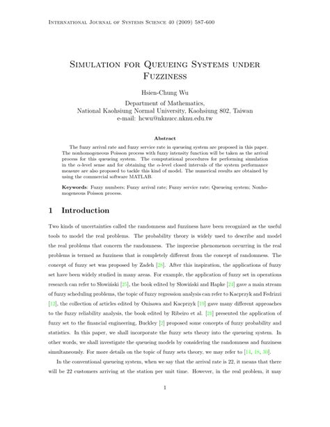 PDF Simulation For Queueing Systems Under Fuzziness