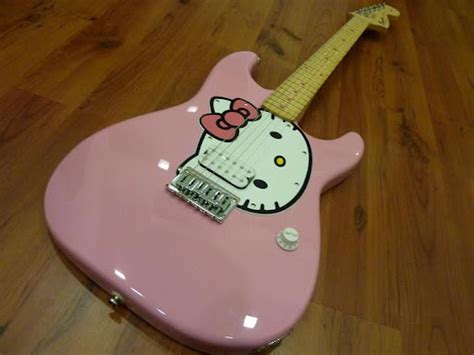 Billbacksmaced Pink Hello Kitty Guitar