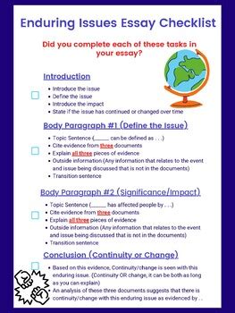 Enduring Issues Essay Checklist Nys Global History And Geography Ii