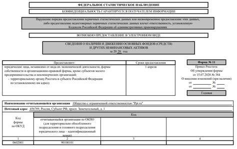 Образец заполнения формы 11 (статистика) в 2020 году