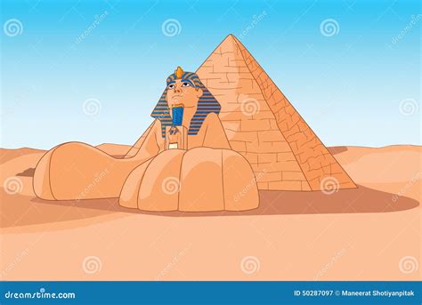 The Sphinx and Pyramids Egypt Stock Illustration - Illustration of obsolete, latitude: 50287097