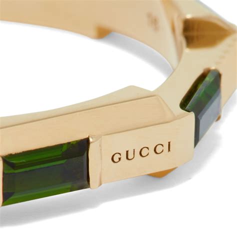 Gucci Link To Love Band Ring 18K Yellow Gold Green Tourmaline END