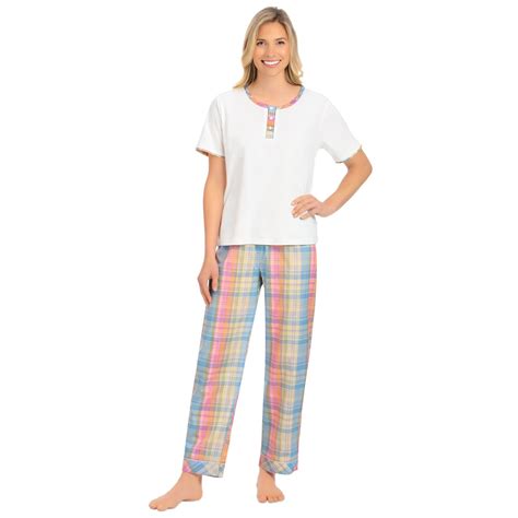 Stylish Comfortable 2 Piece Plaid Pajama Set Collections Etc