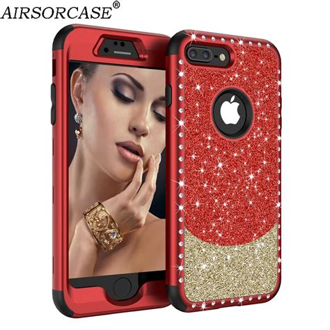 Rhinestone Glitter Girls Sparkling Phone Cases for iPhone 6 6S 7 8 Plus ...