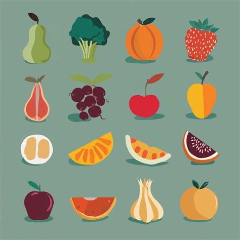 Premium Vector Set Of Fruits And Vegetables Icons