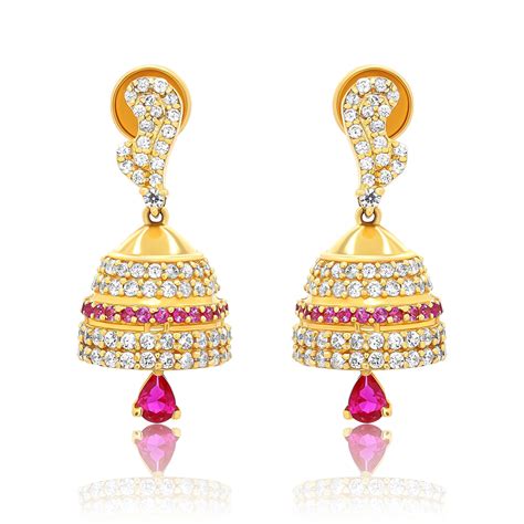 22k Gold Cz Jhumka Earrings 930g Queen Of Hearts Jewelry