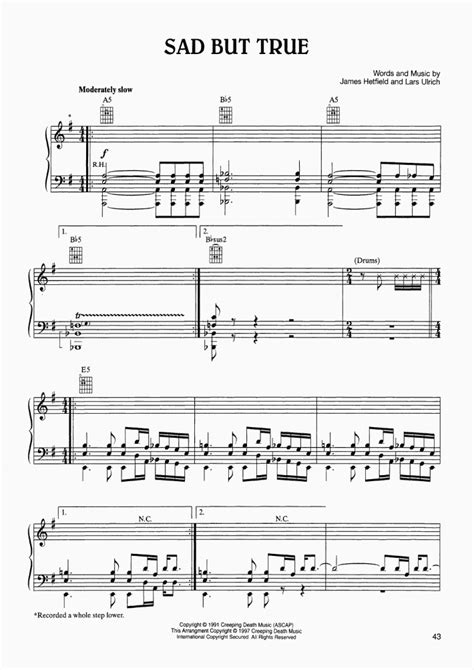 Sad But True Piano Sheet Music OnlinePianist