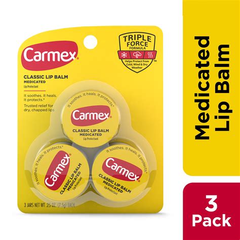 Carmex Lip Care Medicated Lip Balm Jars Moisturizer 3 Count Pack