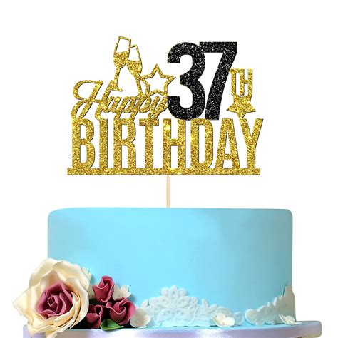 Buy Happy 37th Birthday Cake Topper Thirty Seven Year Old Cake Topper