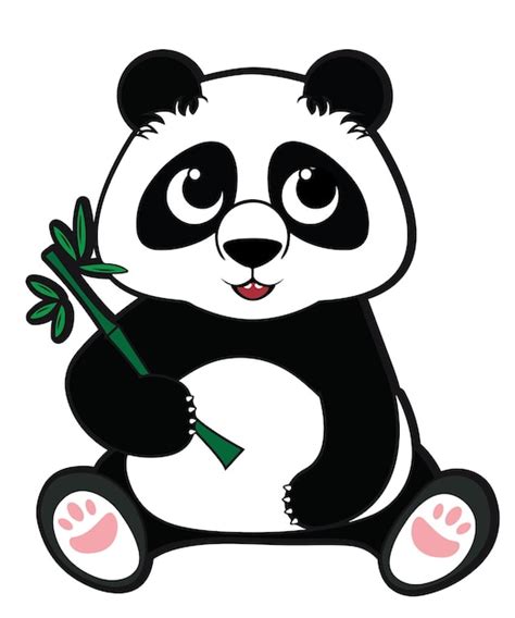 Bonito Pequeno Panda De Desenho Animado Vetor Premium