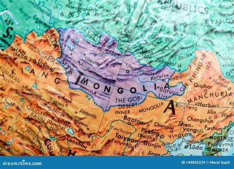 Old Print Map,terrestrial Globe,Mongolia Stock Image - Image of design ...