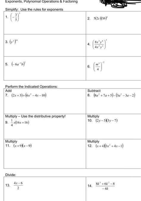 Solved Exponents Polynomial Operations And Factoring