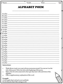 Alphabet Poem Template Poetry Writing Activity And Worksheet TPT