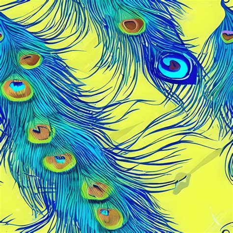 Colorful Peacock Feathers Seamless Pattern 2d Vector 2d Digital Art