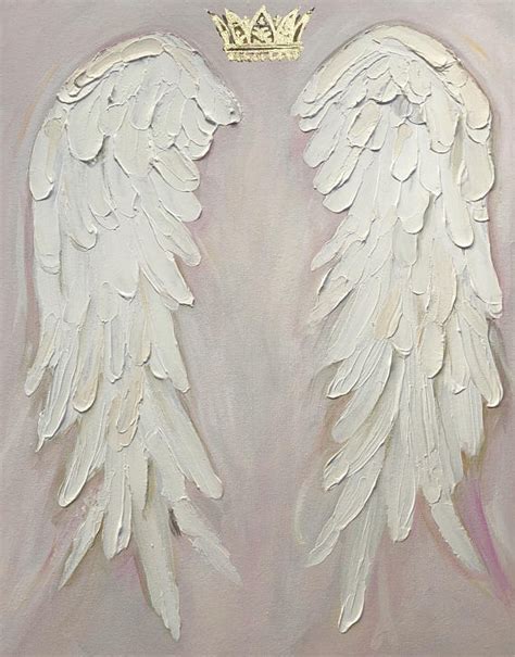 Angel Wings Painting , shabby Chic, gold crown, nursery decor, hand ...