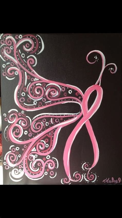 Pink Ribbon Butterfly By Elyse Paints Paint Party Pink Ribbon Dot