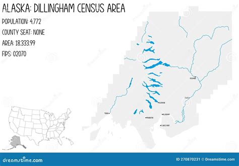 Map Of Dillingham Census Area In Alaska Usa Stock Vector Illustration Of State City 270870231