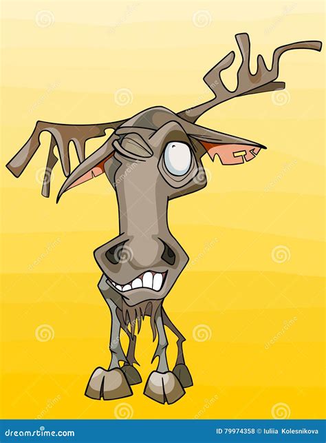 Cartoon Funny Old Shabby Elk Stock Vector - Illustration of animal ...