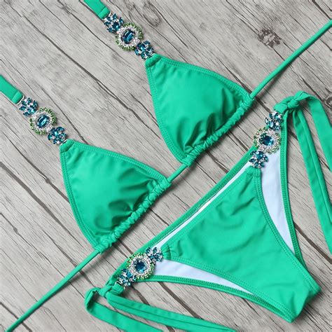 Buy Brazilian Bikini Set 2018 Sexy Rhinestone Bikini