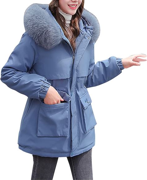 FGGHHJ Winterjacke Damen Damen Wintermantal Lang Mit Fell Wasserdicht