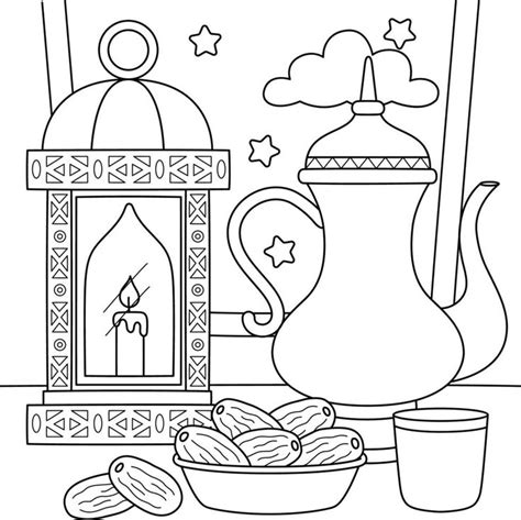 A Tea Pot And Some Other Items On A Table With Stars In The Sky Behind It