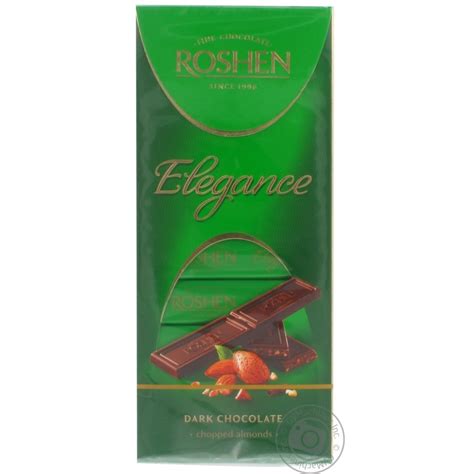 Roshen Elegance Chopped Almond Extra Dark Chocolate Snacks Sweets