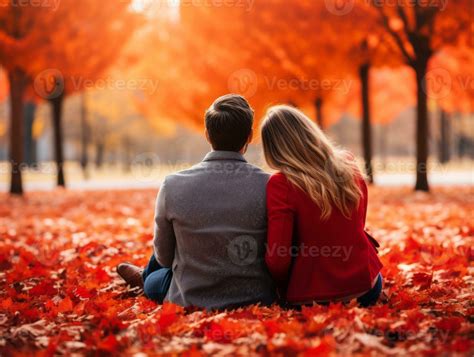 Loving couple is enjoying a romantic autumn day AI Generative 28948705