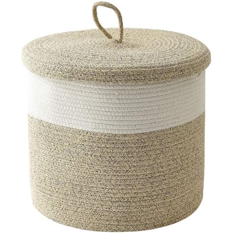 Rosecliff Heights Woven Rope Basket With Lid Cotton Rope Baskets For