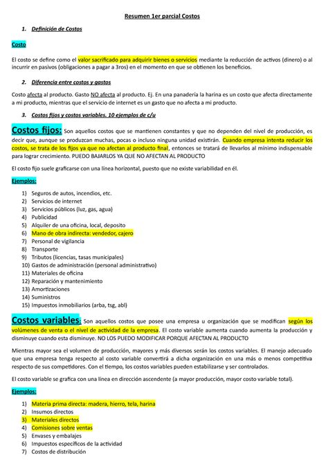 Resumen Er Parcial Costos Resumen Er Parcial Costos Definici N De