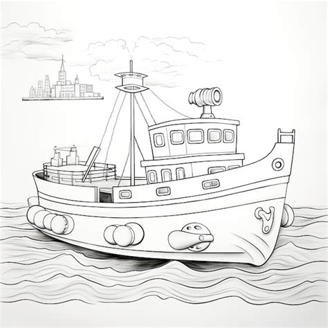 Imagen para colorear en blanco y negro de un barco de extinción de