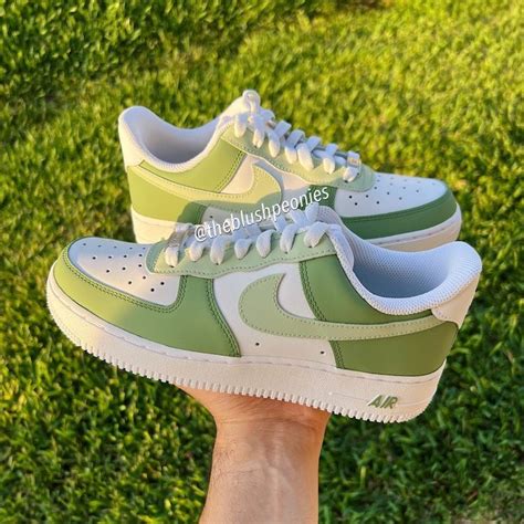 Nike Custom Painted Air Force Low Green Nwt In Cute Nike