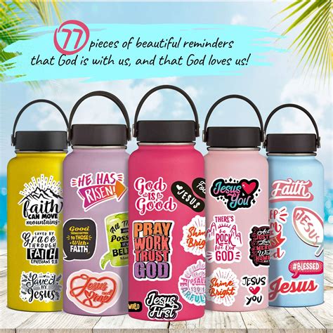 Christian Stickers for Water Bottles - 77 Inspirational Jesus Faith ...