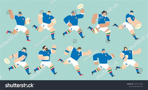 Italy National Team Rugby Players Set Stock Vector (Royalty Free ...