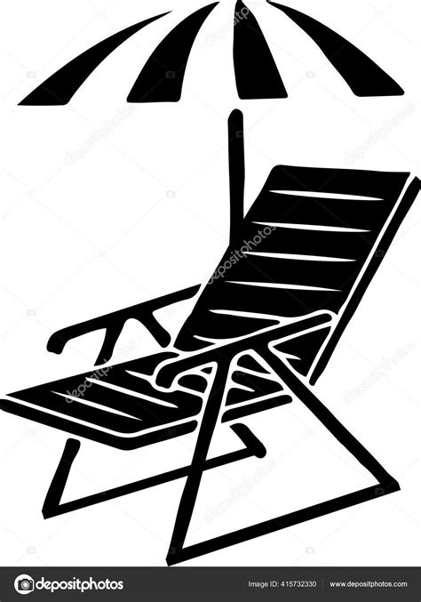 Beach Chair And Umbrella Clipart Black And White