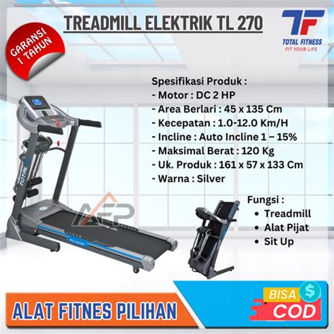 Jual Treadmill Elektrik Total Tl Dengan Fungsi In Run Area