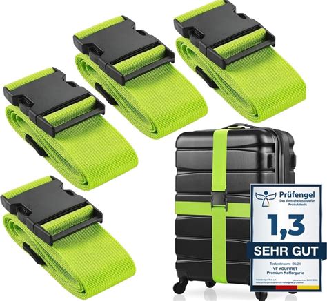 YouFirst 4er Set Premium Koffergurt Grün Nylon Kofferband