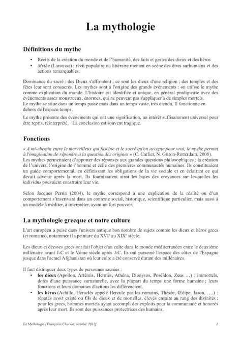 Pdf La Mythologie Blogs En Classe La Mythologie D Finitions Du