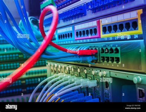 Network Switch And Ethernet Cables Stock Photo Alamy