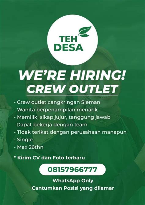 Lowongan Kerja Crew Outlet Di Teh Desa Lokerjogja Id