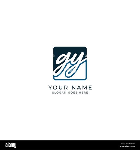 G Y Gy Initial Letter Handwritten And Signature Vector Image Template In Square Shape Logo