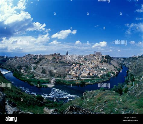 Rio Tajo River Tagus Toledo Skyline Castilla La Mancha Spain Stock