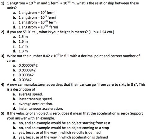 Solved 1 angstrom = 10 -10 m and 1 fermi = 10-5 m, what is | Chegg.com