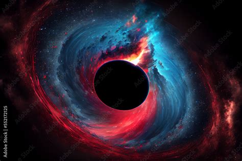 Black Hole in the Middle of a Galaxy, Red and Blue Galaxy Stock ...