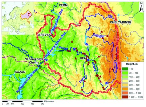 map   nizhnekamskoe reservoir nkr watershed  location   scientific diagram