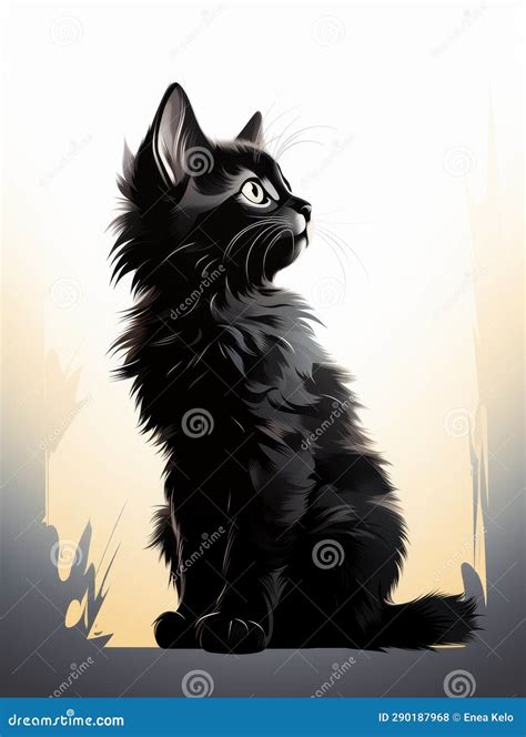 Silueta De Un Lindo Gato Negro Stock De Ilustraci N Ilustraci N De