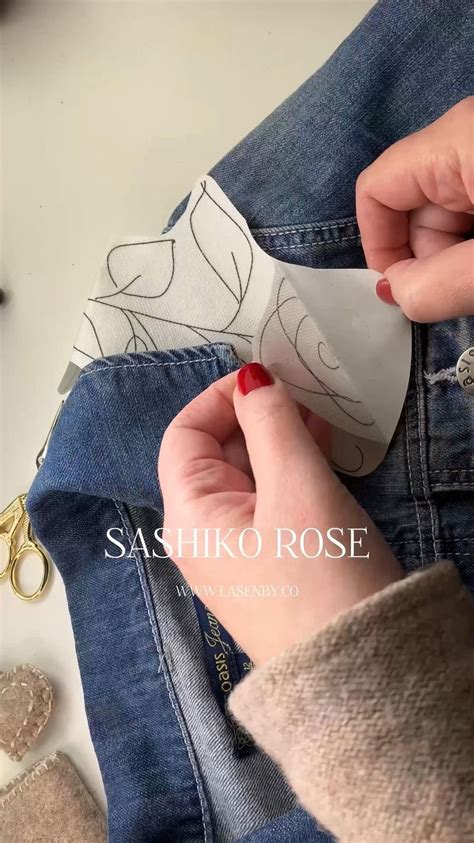 Mindful Sashiko Embroidered Rose Video Embroidery Jeans Diy Sewing Lessons Denim Embroidery